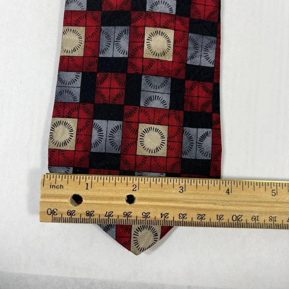 J Blades and Co Mens Tie  4 in W x L 63 in Silk Red Black Silver Blue